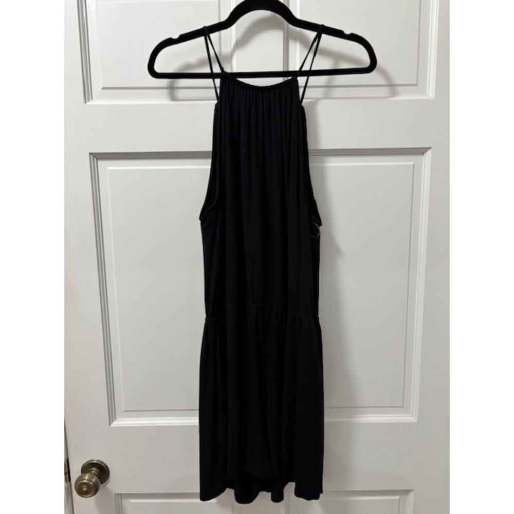 Black Halter Neck Sleeveless Romper Casual Jumpsuit with Pockets